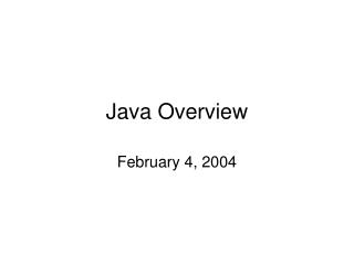 Java Overview