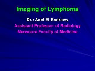 Imaging of Lymphoma