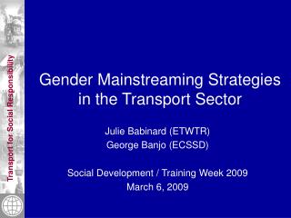 Gender Mainstreaming Strategies in the Transport Sector