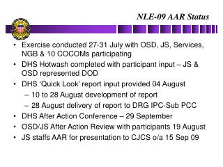 NLE-09 AAR Status
