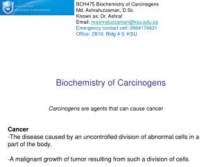 Biochemistry of Carcinogens