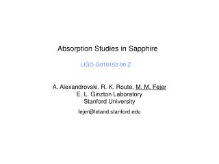 Absorption Studies in Sapphire