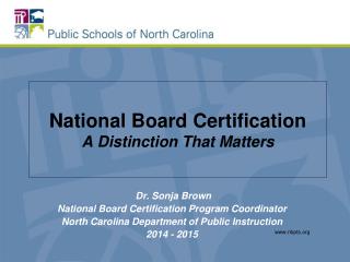 National Board Certification A Distinction That Matters