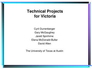 Technical Projects for Victoria