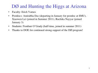 DØ and Hunting the Higgs at Arizona