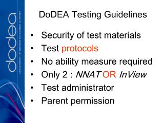 DoDEA Testing Guidelines