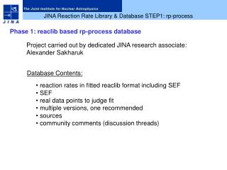 JINA Reaction Rate Library &amp; Database STEP1: rp-process