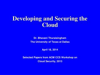 Developing and Securing the Cloud