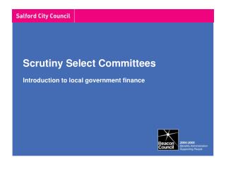 Scrutiny Select Committees Introduction to local government finance