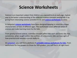 Science worksheets