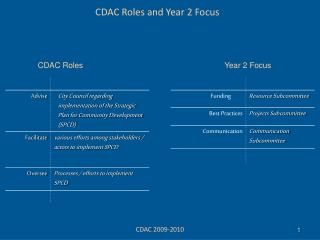 CDAC Roles and Year 2 Focus