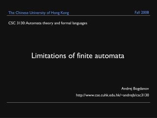 CSC 3130: Automata theory and formal languages