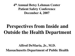 Perspectives from Inside and Outside the Health Department