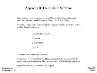 Appendix B: The LISREL Software