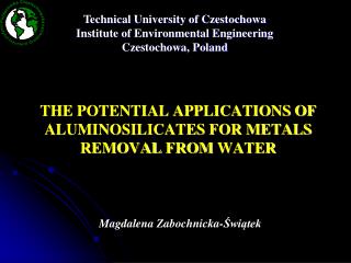 THE POTENTIAL APPLICATIONS OF ALUMINOSILICATES FOR METALS REMOVAL FROM WATER