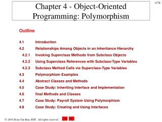 Chapter 4 - Object-Oriented Programming: Polymorphism