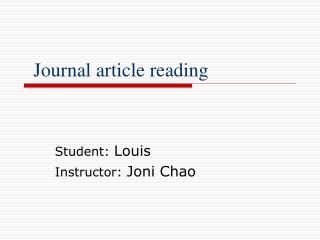 Journal article reading
