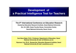 Development of a Practical Intelligence Test for Teachers