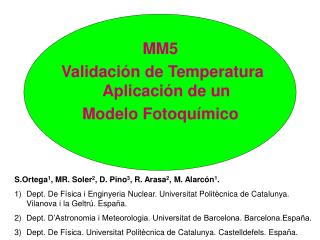 MM5 Validación de Temperatura Aplicación de un Modelo Fotoquímico