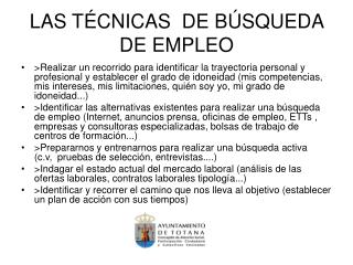 LAS TÉCNICAS DE BÚSQUEDA DE EMPLEO