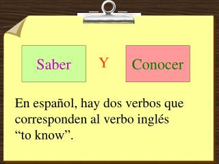 En español, hay dos verbos que corresponden al verbo inglés “to know”.