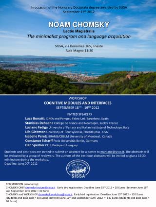 WORKSHOP cognitive modules and interfaces September 18 th - 19 th 2012 						Invited Speakers