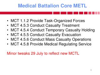 Medical Battalion Core METL