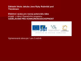 Základní škola Jakuba Jana Ryby Rožmitál pod Třemšínem Efektivní výuka pro rozvoj potenciálu žáka