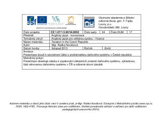 Taxation in the Czech Republic