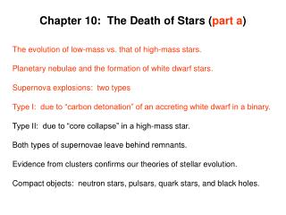 Chapter 10: The Death of Stars ( part a )