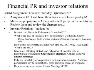 Financial PR and investor relations