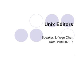 Unix Editors