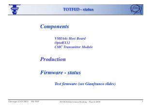 TOTFED - status