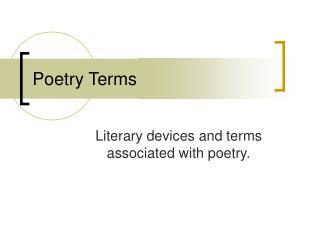 Poetry Terms