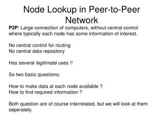 Node Lookup in Peer-to-Peer Network