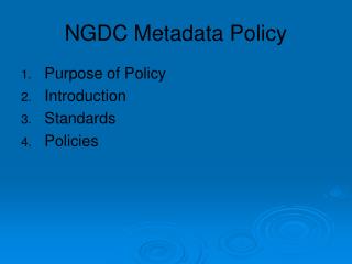 NGDC Metadata Policy