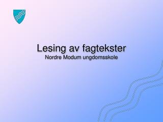 Lesing av fagtekster Nordre Modum ungdomsskole