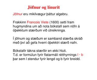 Jöfnur og línurit