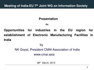 Meeting of India-EU 7 th Joint WG on Information Society mayti
