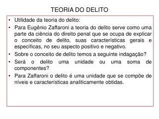 TEORIA DO DELITO