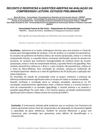 Monografia de Especialização em Distúrbios da Comunicação Humana