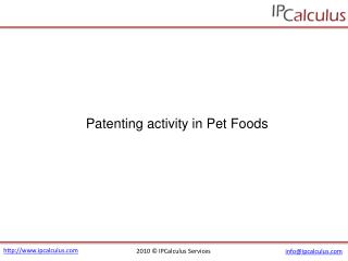 IPCalculus - Pet Foods Patenting Activity