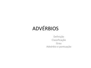 ADVÉRBIOS