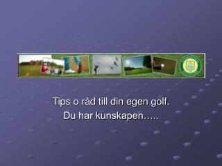 Tips o råd till din egen golf. Du har kunskapen…..