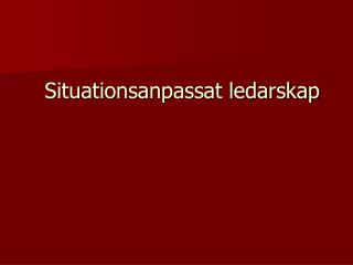 Situationsanpassat ledarskap