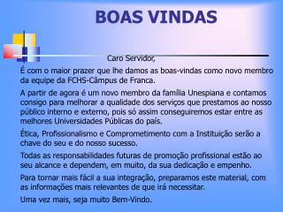 BOAS VINDAS