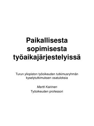 Paikallisesta sopimisesta työaikajärjestelyissä