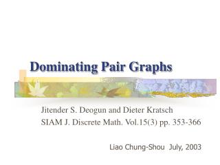 Dominating Pair Graphs