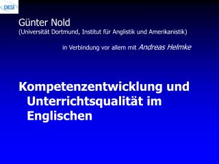 Kompetenzentwicklung und Unterrichtsqualität im Englischen