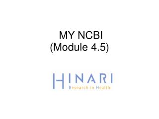 MY NCBI (Module 4.5)